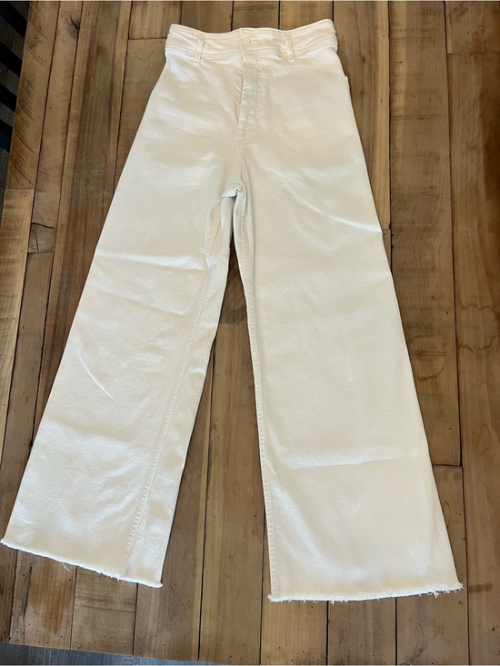 Zara Denim - Zara White Wide-Leg Raw Hem Jeans Women Size 2.